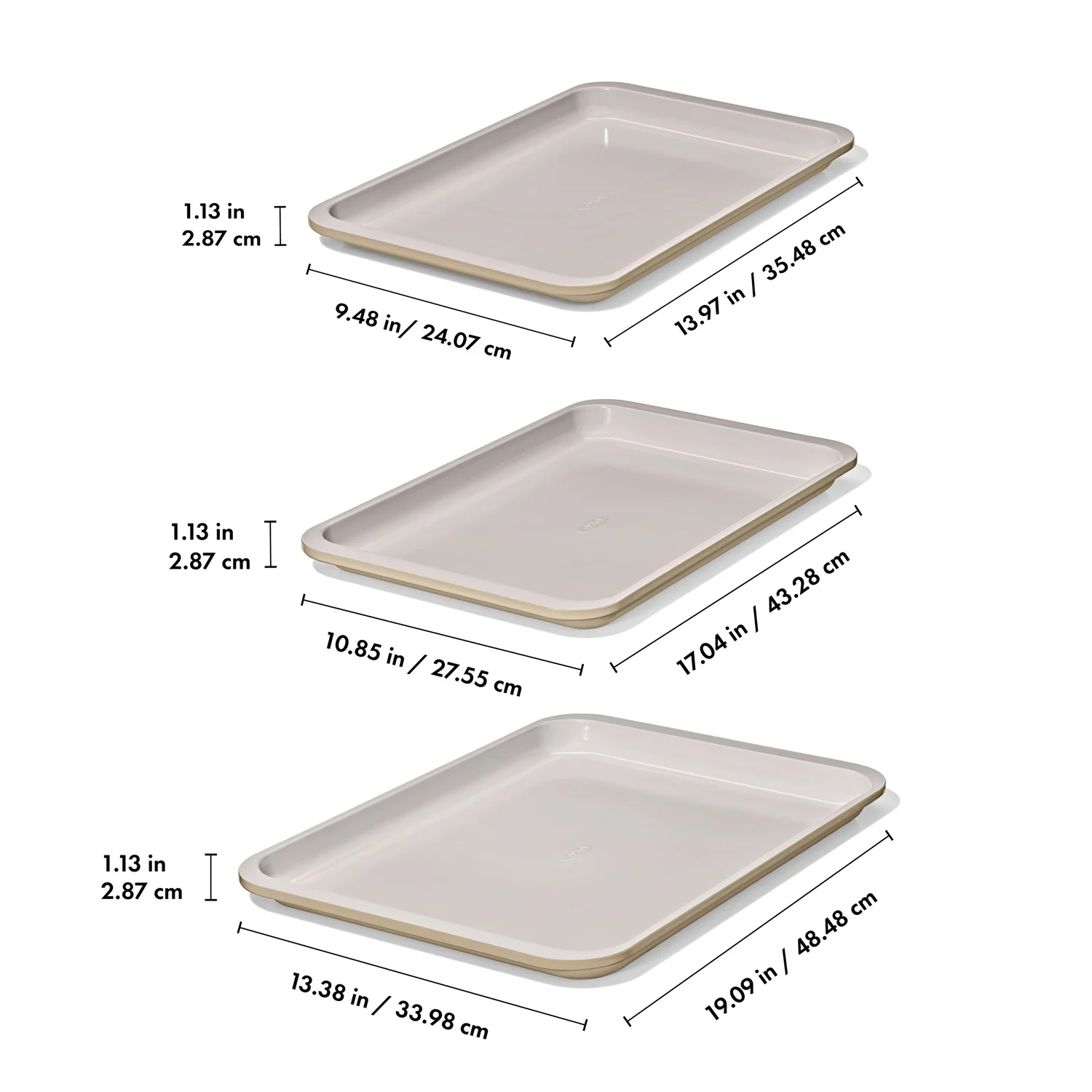 Non-Stick Pro Ceramic Coated Metal Bakeware 3Pc Set - Biscuit - Image 10