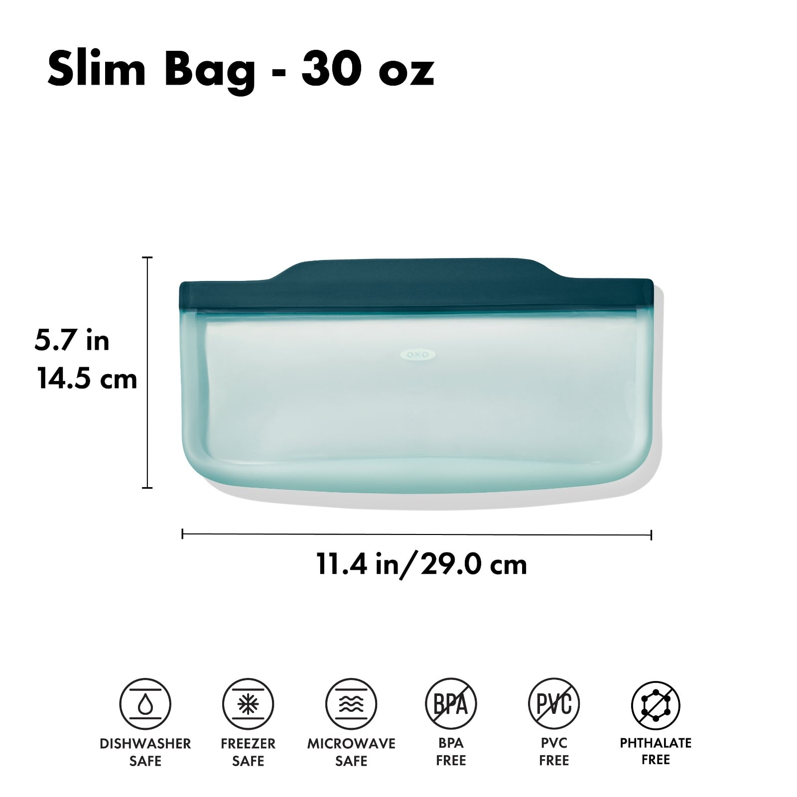 Silicone Reusable Bag - Slim Bag (20 oz) - Lagoon - Image 2