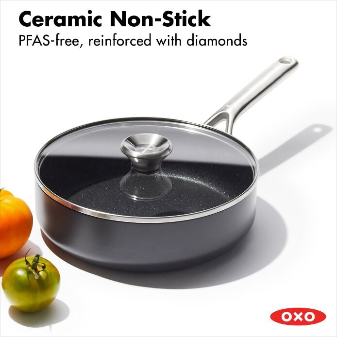 Ceramic Professional Non-Stick 3-Quart Sauté Pan with Lid - Image 2