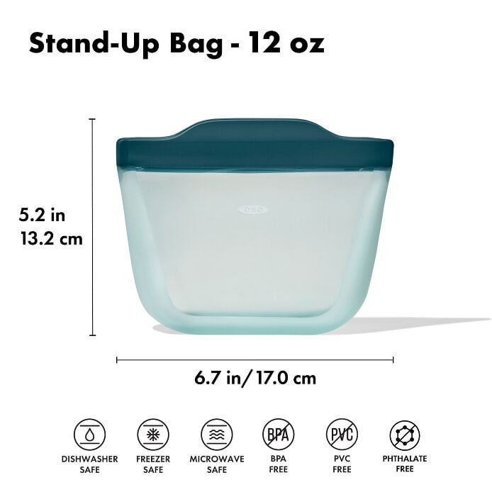 Silicone Reusable Bag - Stand-Up Snack (12 oz) – Lagoon - Image 6