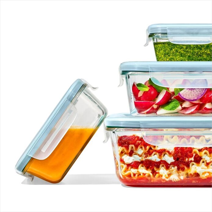 Smart Seal 1.6-Cup Glass Rectangle Container - Arctic Blue - Image 4