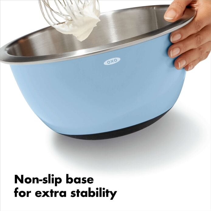 3-Piece Stainless Steel Mixing Bowl Set - Blue/Gray - Image 3