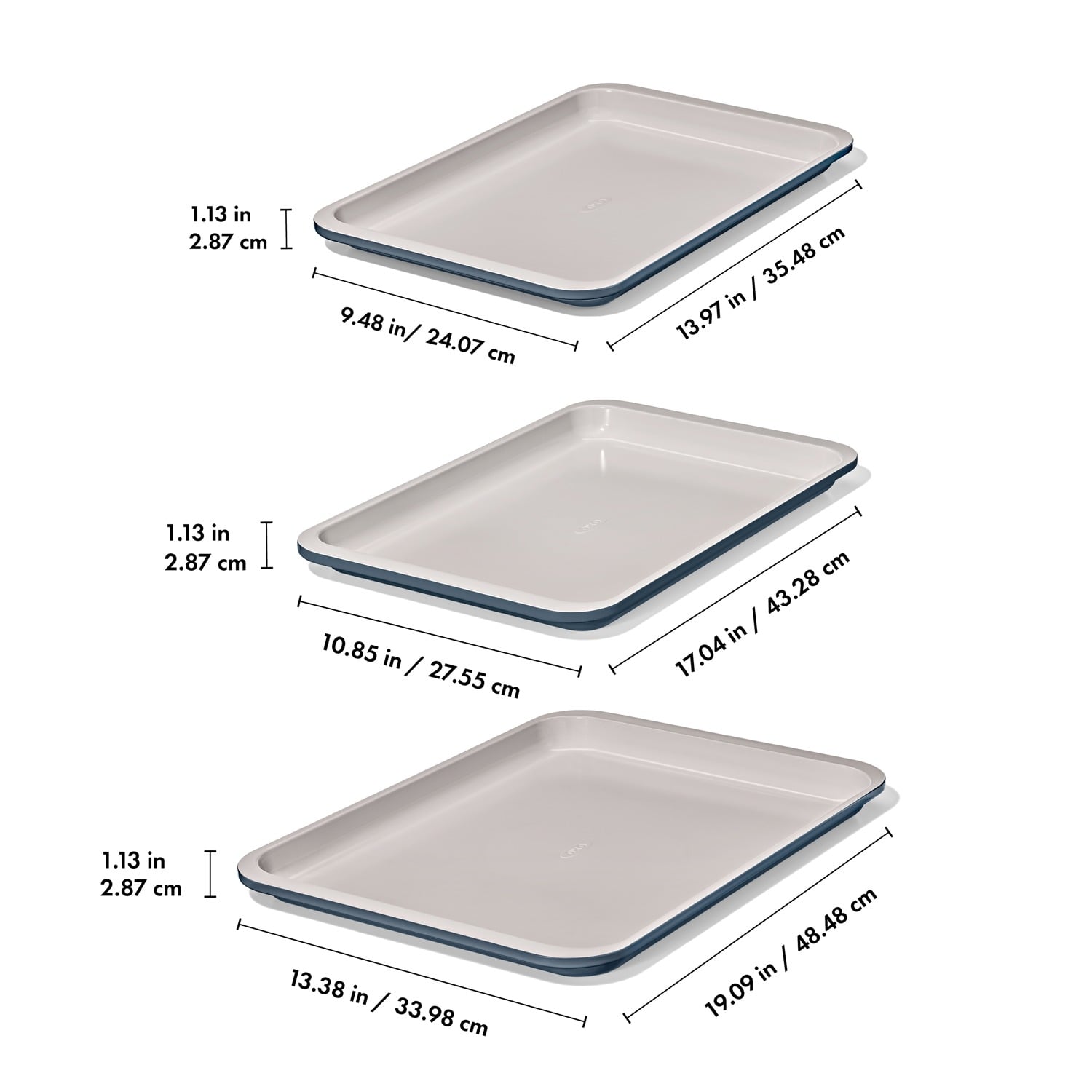 Non-Stick Pro Ceramic Coated Metal Bakeware 3Pc Set - Storm Blue - Image 5