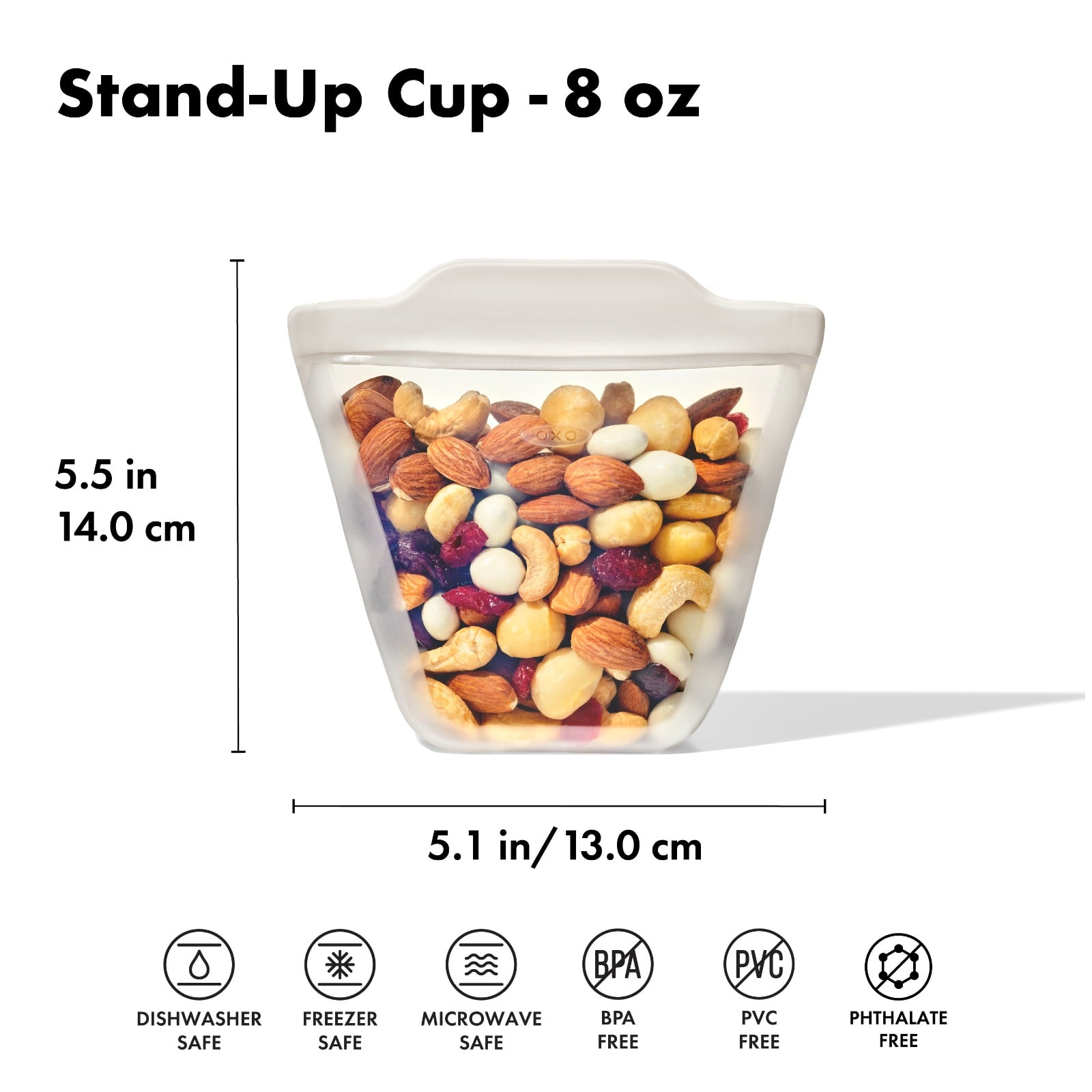 Silicone Reusable Bag - Stand-Up Cup (8 oz) - Oat - Image 5