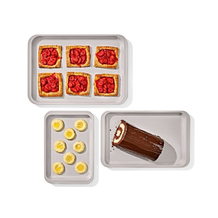 Non-Stick Pro Ceramic Coated Metal Bakeware 3Pc Set - Storm Blue - Image 3