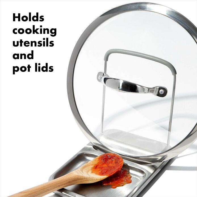 Stainless Steel Spoon Rest with Lid Holder - Image 2