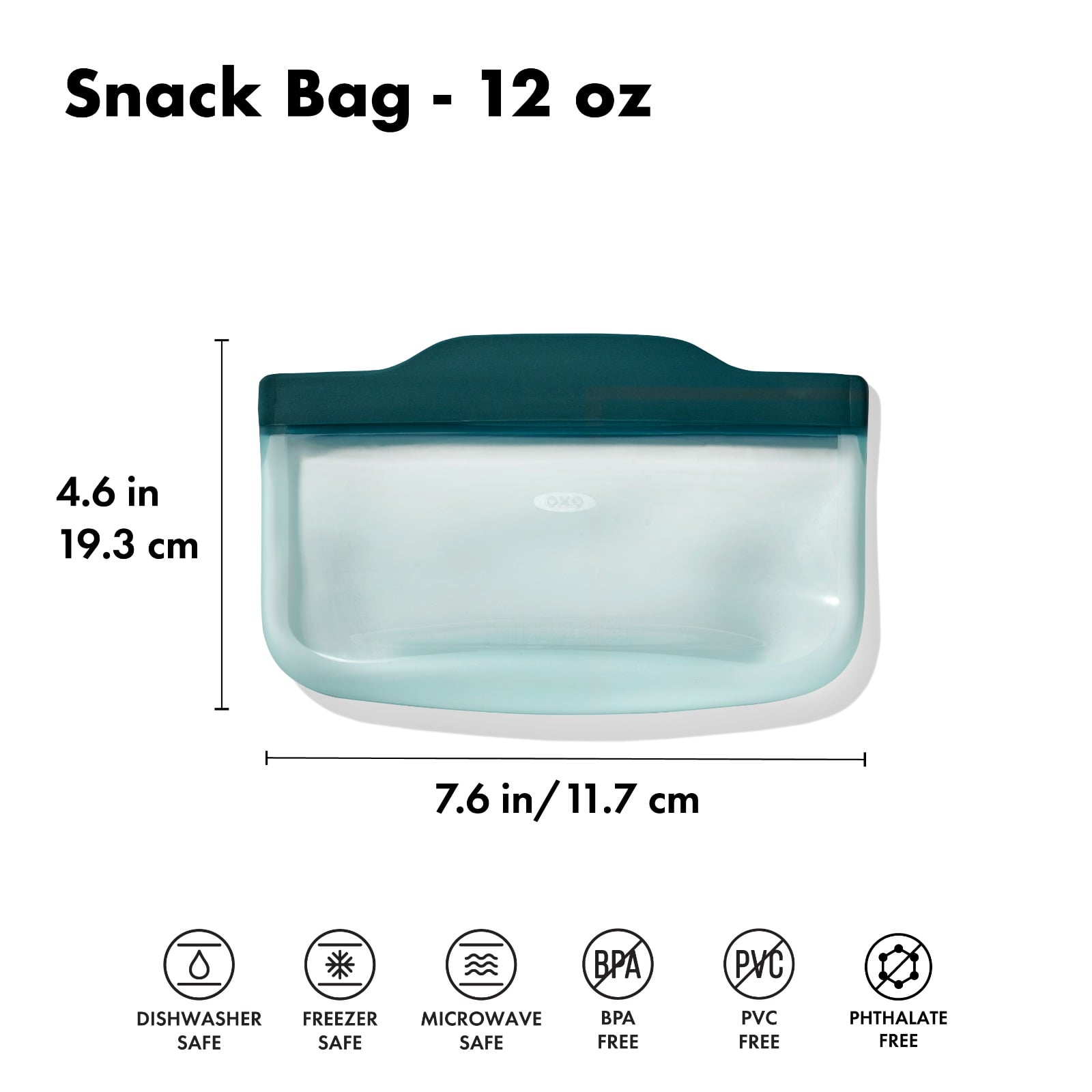 Silicone Reusable Bag - Snack Bag (12 oz) - Lagoon - Image 2