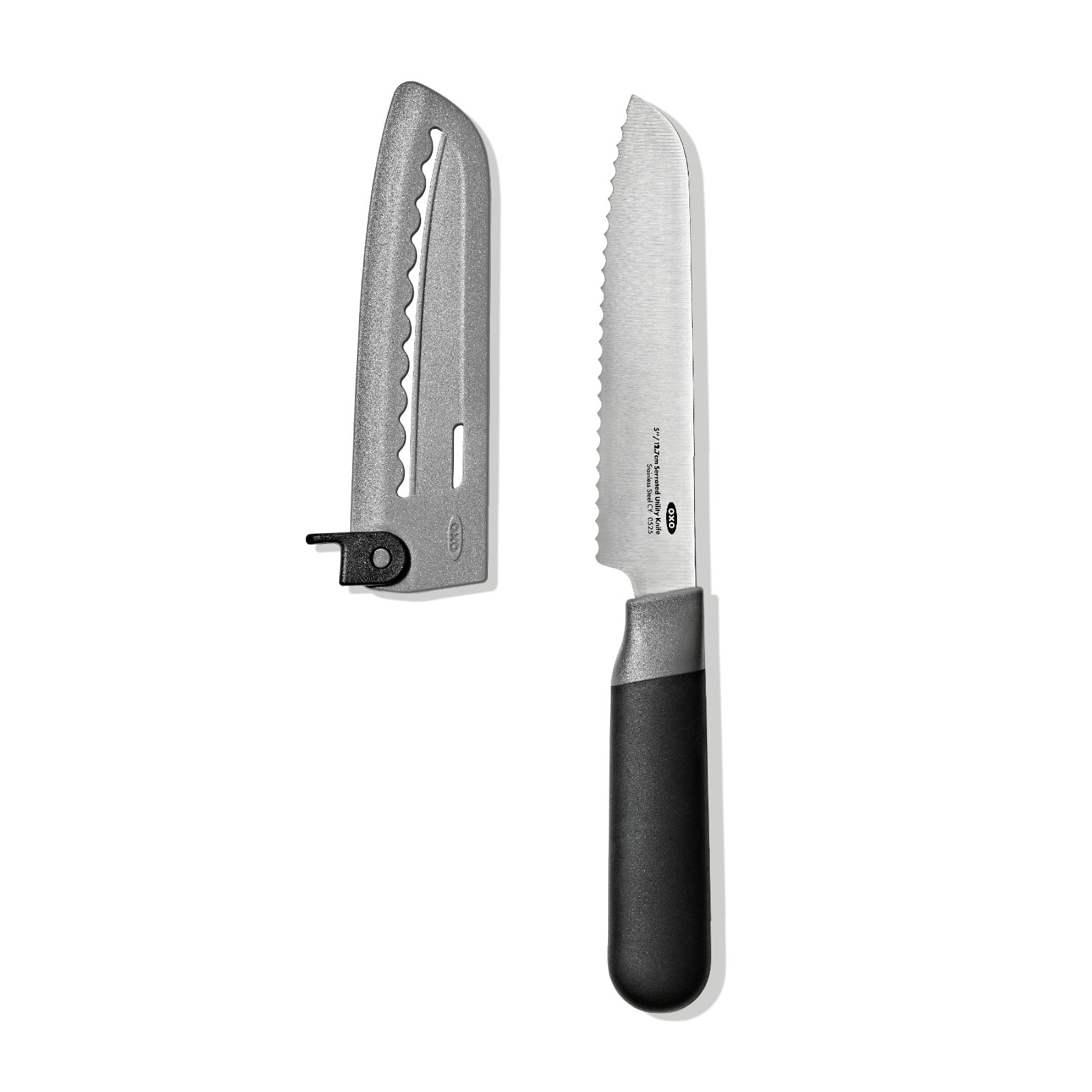 5 in Serrated Utility Knife with Locking Sheath