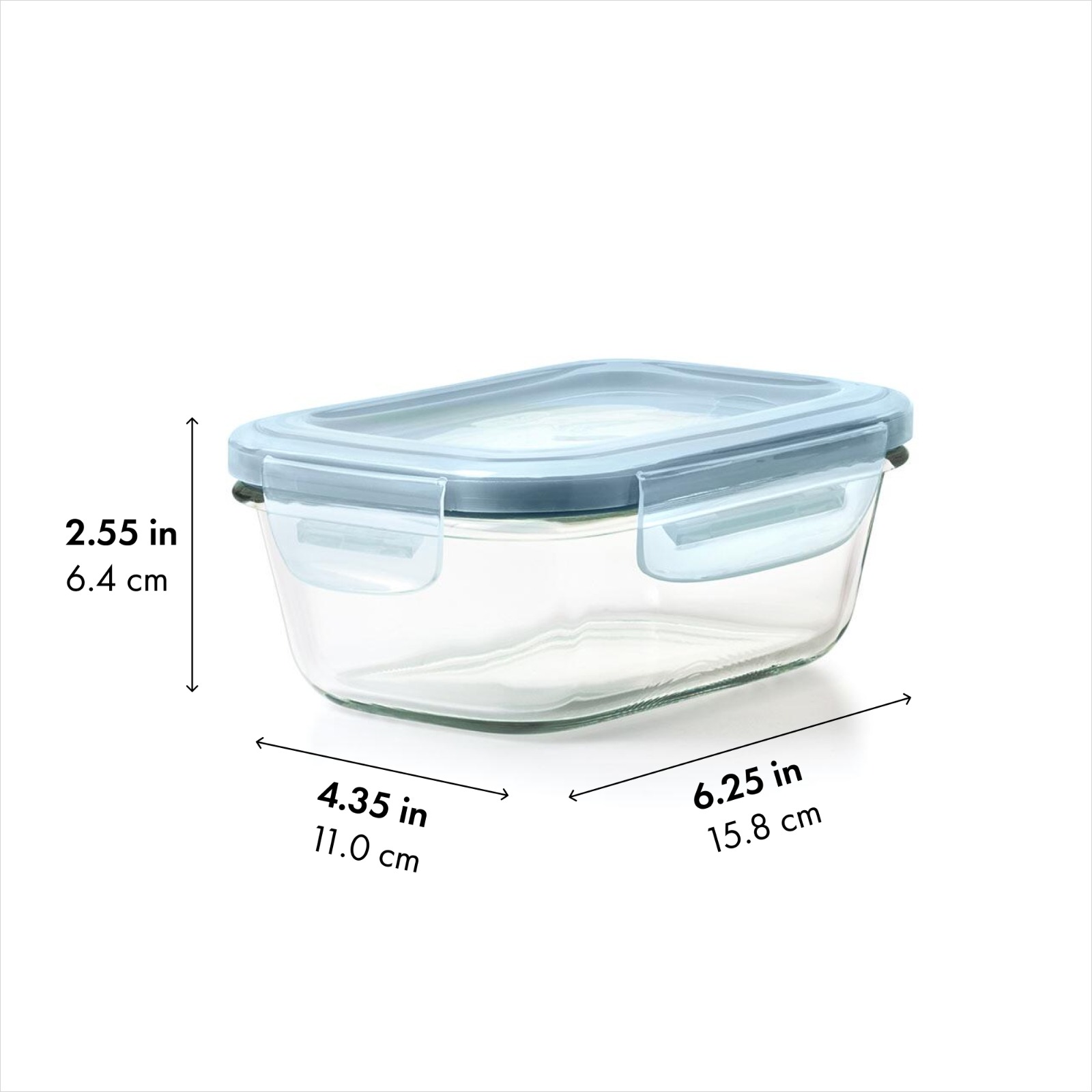 Smart Seal 1.6-Cup Glass Rectangle Container - Arctic Blue - Image 7